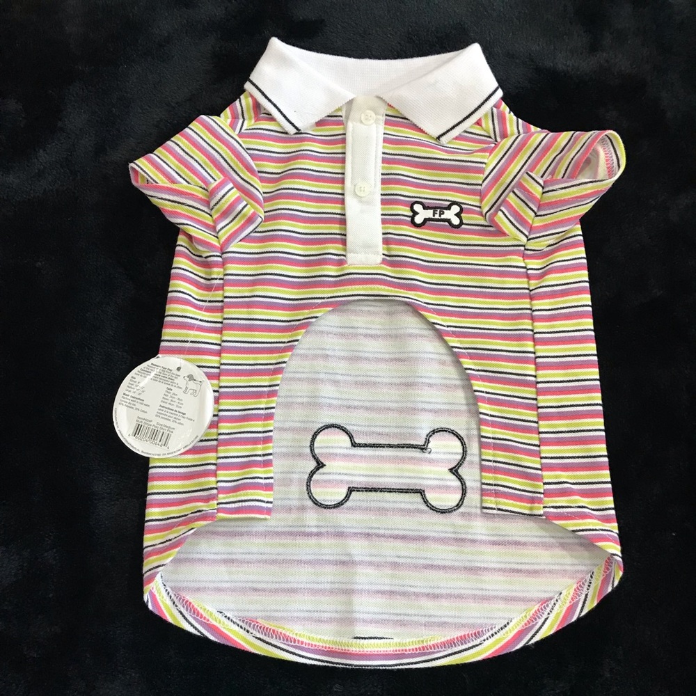 Puppy / Dog / Pet Multicolor Stripe Tee Shirt 
Size Medium NWT - Picture 6 of 11